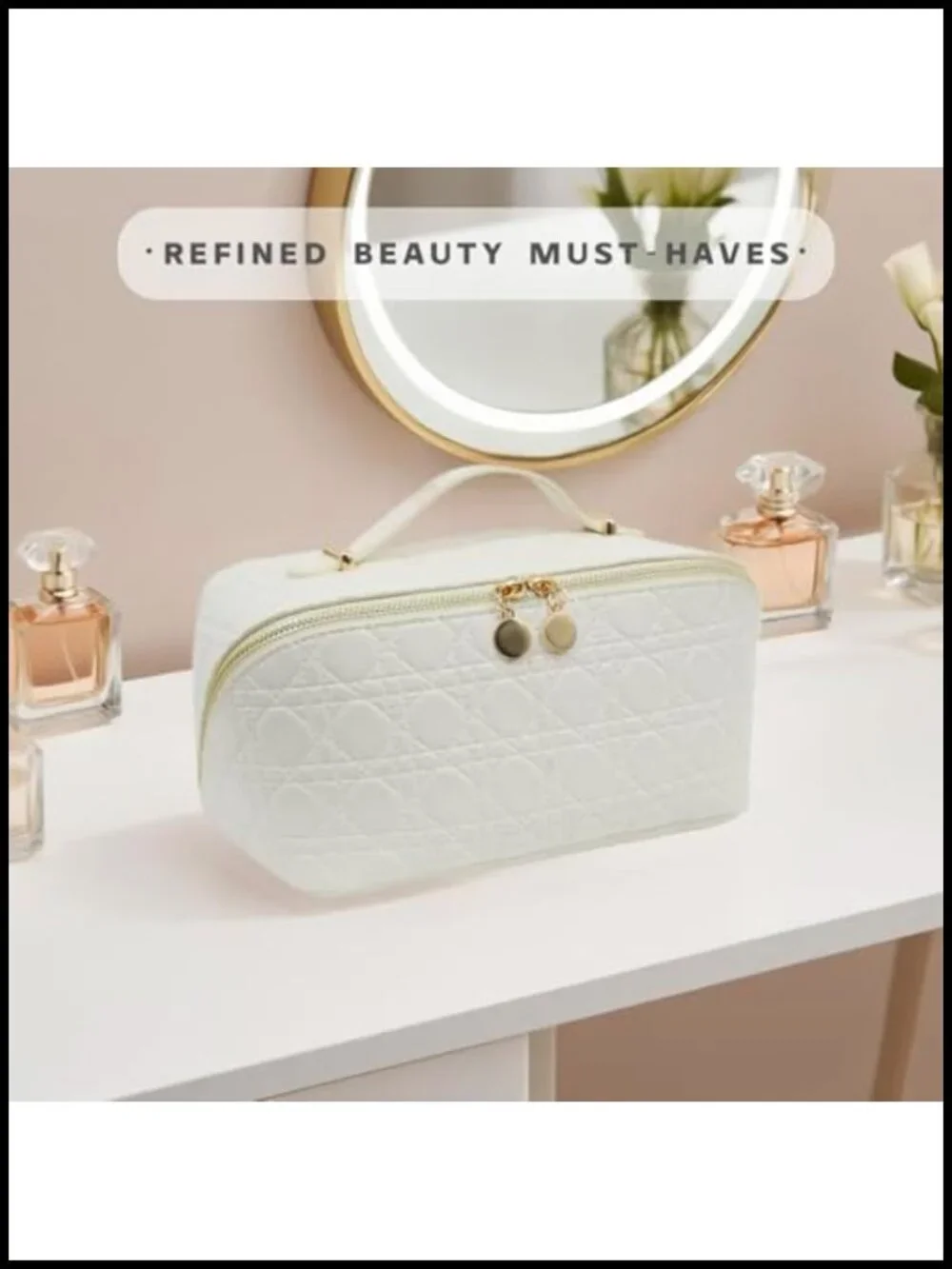 Large Cosmetic Organizer Waterproof PU Leather Travel Makeup Bag